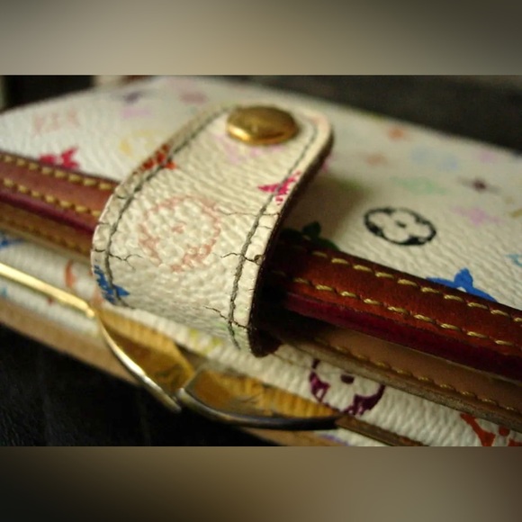 Auth Rare LOUIS VUITTON White Murakami Tresor Clutch Wallet Handbag Accessory LV - Picture 5 of 12